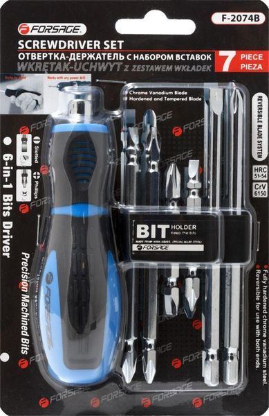 Викрутка-тримач переставна з комплектом біт (L65мм PH1-5mm, PH2-6mm, L110мм PH1-5mm, PH2-PH2mm, L127, PH2, 6mm) 7 предметів на 25946 фото