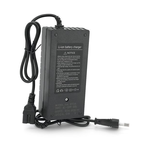 Зарядний пристрій Jinyi для акумуляторів Li-ion 48V2A(54,6V),13S,штекер Triangle plug (T-tipe/IEC/C13 N+L-),з індикацією,BOX -YT24376 фото