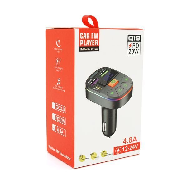 FM-модулятор Q19 з еквалайзером, 3.1A, USB, TF, 55.5х41.5х37.5 -YT35592 фото