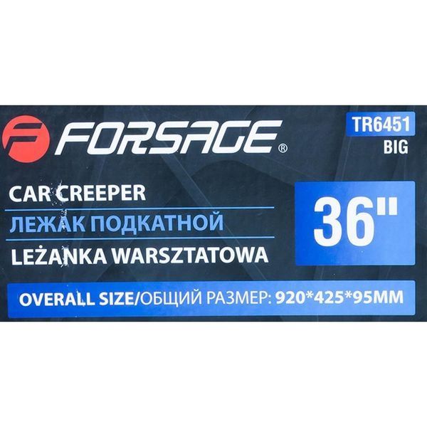 Лежак підкатний ремонтний на 6-ти колесах (425х920ММ) Forsage F-TR6451 16954 фото