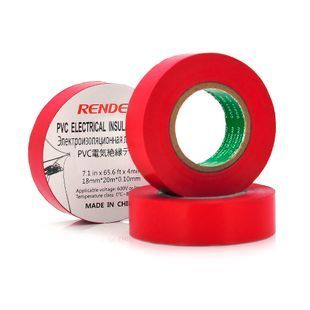 Изолента RENDER 0,10мм*18мм*20м (красная), temp:-10+80&deg;С, 2000V, растяж-180%, прочность 20Н/см, Агдезия 0,42кг/25мм, 10 шт. в уп. цена за упак. -YT15136 фото