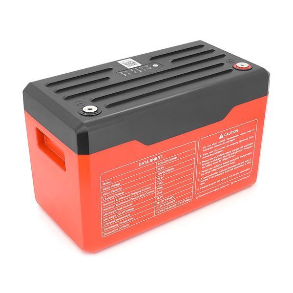 Акумуляторна батарея Eco-Worthy LiFePO4 25,6V 100Ah,(100/100A), 0&deg;C до 60&deg;C, індикатор заряду, винт M8, 414*215*260 мм. 18 кг -YT46298 фото
