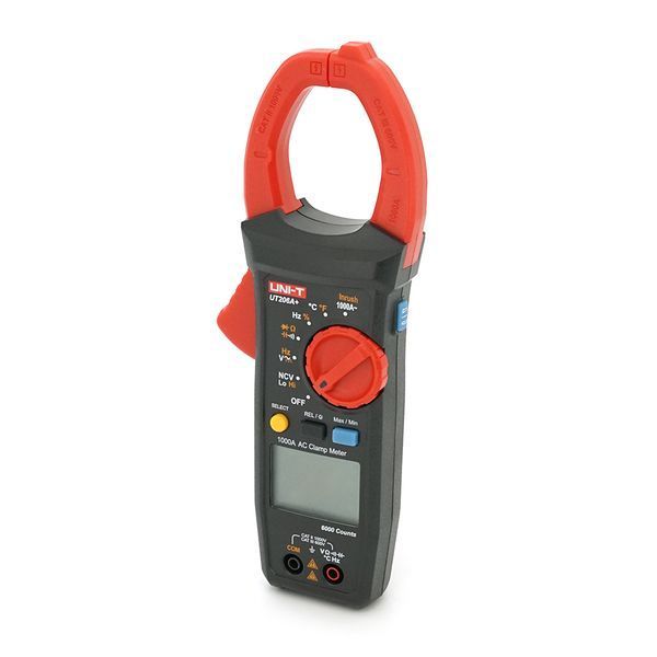 Цифровые токоизмерительные клещи UNI-T UT206A Измерения: V (AC/DC), A (AC), &Omega;, &deg;C/&deg;F, Hz (NCV). Функции: Data Hold, REL, прозвонка, подсветка. -YT42171 фото