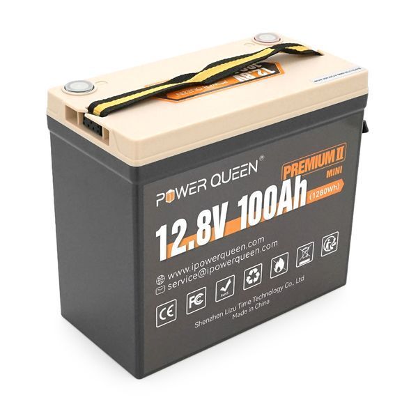 Акумуляторна батарея LiFePO4 Power Queen 12.8V 100Ah Mini, 1280Wh, BMS 100A, 329*172*214мм -YT45157 фото