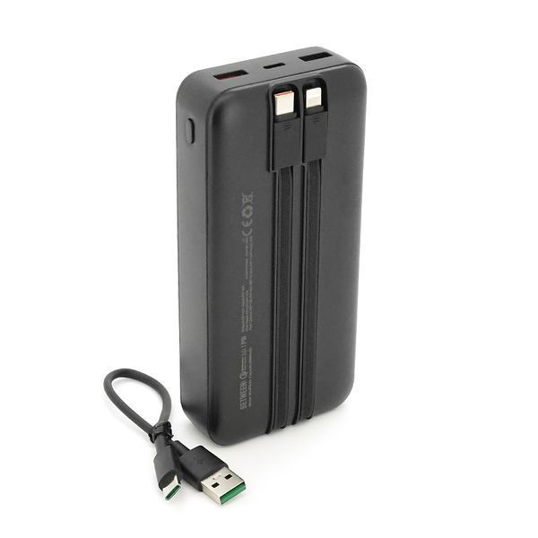 Power bank BETWEEN BTW-P6 20000mAh, 22.5W, 2 кабеля: Type-C+Lighting, Black, 460g, Box -YT45724 фото