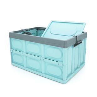 Органайзер пластиковый с крышкой в багажник автомобиля, 530x350х295mm, Blue -YT36358 фото
