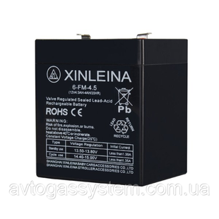 Акумулятор Xinleina 12V 4.5Ah 6-FM-4.5 AGM VRLA для дитячого електромобіля, ДБЖ, сигналізації (90х70х100 мм) Xinleina 12 4.5 фото