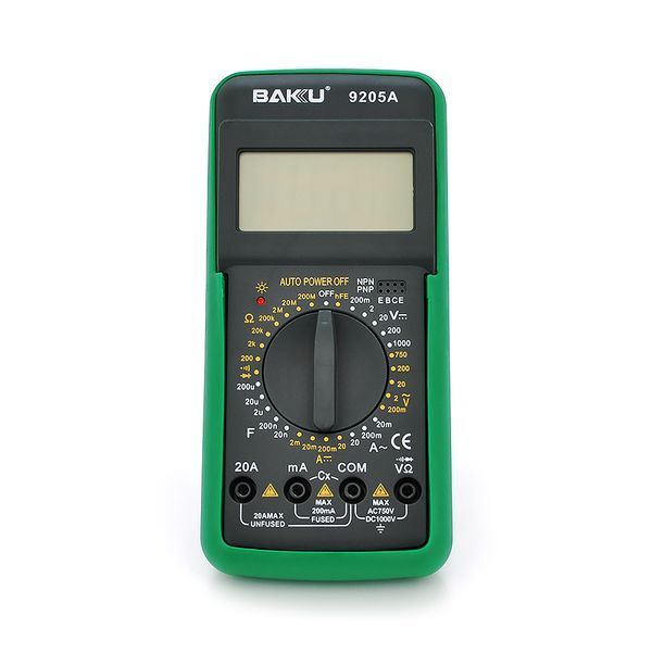 Мультиметр BAKKU BK-9205A Вимірювання: V DC, V AC, A DC, A AC, &Omega;, C, hFE, діод, транзистор -YT11247 фото