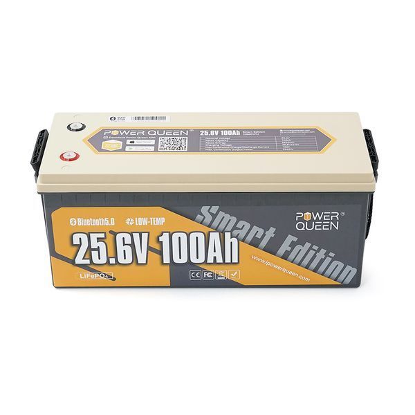 Акумуляторна батарея LiFePO4 Power Queen 25.6V 100Ah BT, 2560Wh, BMS 100A, 532*207*215мм -YT38300 фото