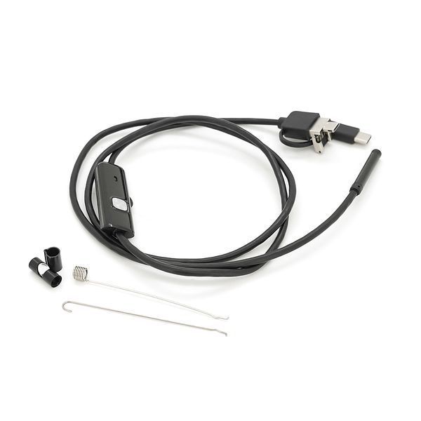 Універсальний ендоскоп 3в1 (USB+MicroUSB/Type-C) для смартфона/ПК, камера 5.5мм, м'який кабель 1м, з LED-підсвічуванням, IP67 -YT17459 фото