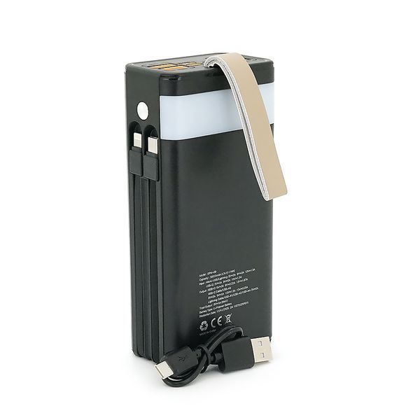 Powerbank 7GO GPW-09 30000mAh, Solar, 22.5W, Li-pol, LCD Display, Вхід:Type-C, Виходи: 2xUSB Type-C, 4xUSB Type-A, кабелю T-C/Ligh, 0,70, Black, Box -YT45945 фото