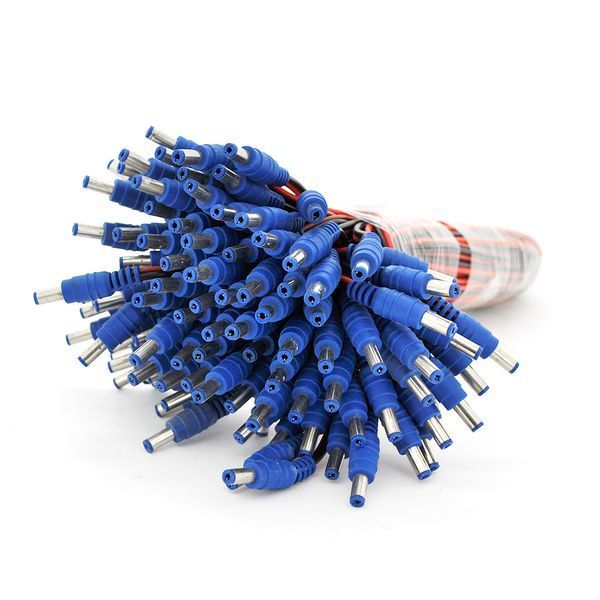 Разъем питания DC-M (D 5,5x2,1мм) => кабель длиной 25см black-red , Blue Plug OEM Q100 -YT3835 фото