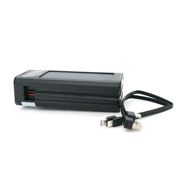 Powerbank 7GO GPW-09 30000mAh, Solar, 22.5W, Li-pol, LCD Display, Вхід:Type-C, Виходи: 2xUSB Type-C, 4xUSB Type-A, кабелю T-C/Ligh, 0,70, Black, Box -YT45945 фото