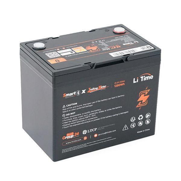 Аккумуляторная батарея Li-TIME LiFePO4 25.6V 50Ач 1280Wh Bluetooth 5.0, 6000Cycles, BMS50A, &le;40m&Omega;, IP65, L206*B168*H211 mm, 9.6 kg -YT45533 фото