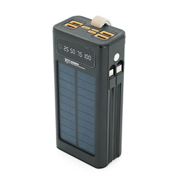 Powerbank 7GO GPW-09 30000mAh, Solar, 22.5W, Li-pol, LCD Display, Вхід:Type-C, Виходи: 2xUSB Type-C, 4xUSB Type-A, кабелю T-C/Ligh, 0,70, Black, Box -YT45945 фото
