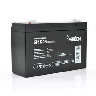 Аккумуляторная батарея MERLION AGM GP6120F2 6 V 12Ah ( 150 x 50 x 95 (100) ), 1.87 kg Q10 -YT6004 фото