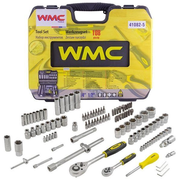 Набор инструментов 108 предметов 1/2'', 1/4'' (6гр.) WMC TOOLS 41082-5 47693 фото