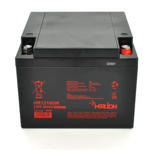 Аккумуляторная батарея MERLION HR12100W, 12V 28Ah Black ( 166 х 175 х 125 (125) ), 7.7 kg -YT655 фото
