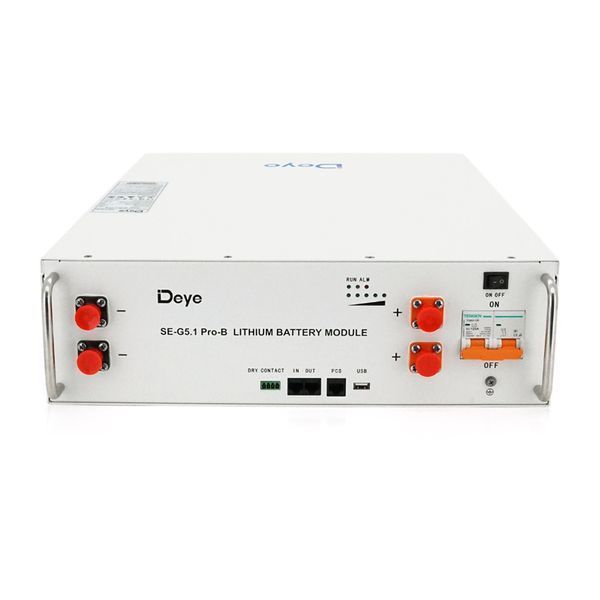 Акумуляторна батарея Deye LiFePO4 SE-G5.1 Pro-B 51,2V 100AH, 5,12kW BMS50A@16S до 32 parallel CAN/RS485, IP21, 6000Cycles, (445*133*540),45kg -YT34231 фото