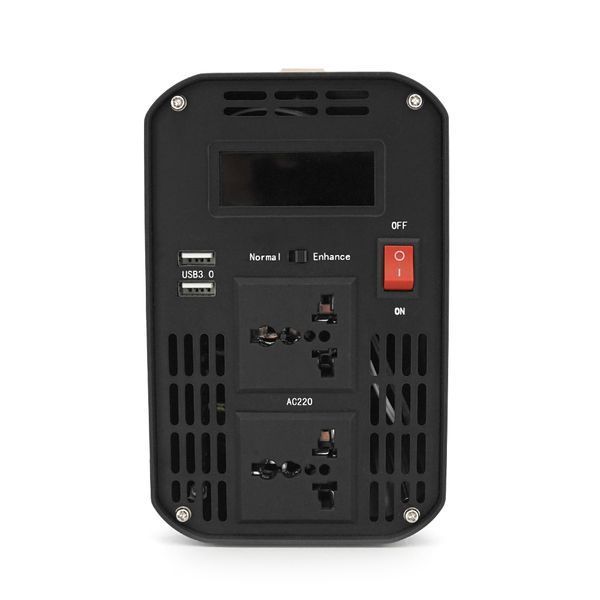 Инвертор напряжения AEV6500W,3000W, 12/220V с аппроксимированной синусоидой, 2 универсальные розетки, 2*USB (DC:5V/2.4A), клемные провода, BOX -YT28508 фото
