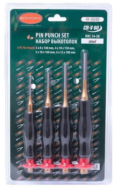 Набор выколоток с эргономическими рукоятками, 4 предмета(3х140, 4х150, 5х160, 6х180мм), в блистере ROCKFORCE RF-6049 16436 фото