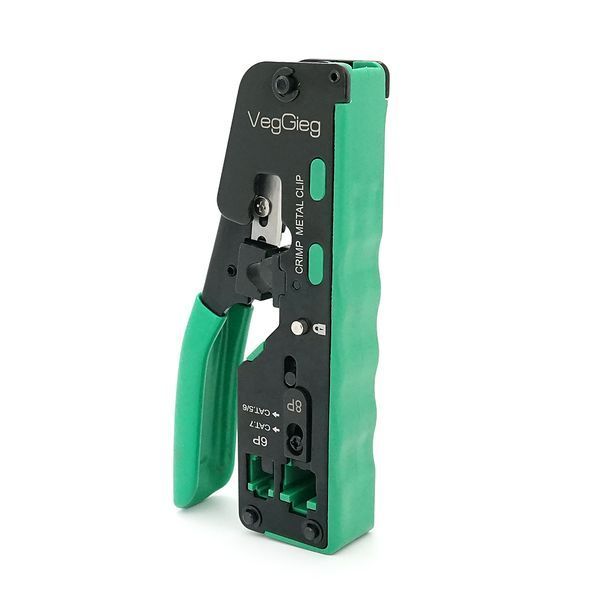 Инструмент VegGieg V-E111 для обжимки RJ-45 (8P8C) и RJ-12/11 (6P6C) 4P4C, Черно/Зеленые Q10 -YT43647 фото