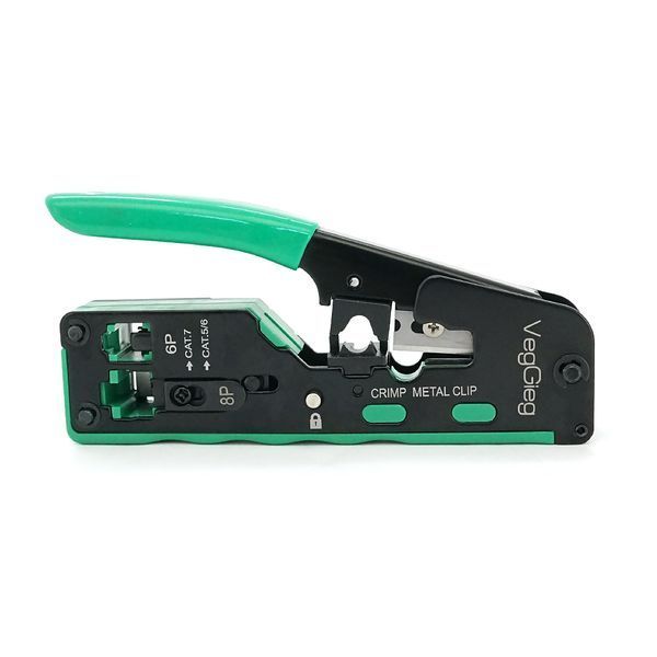 Инструмент VegGieg V-E111 для обжимки RJ-45 (8P8C) и RJ-12/11 (6P6C) 4P4C, Черно/Зеленые Q10 -YT43647 фото