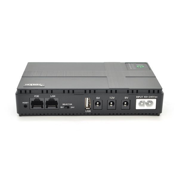 ИБП для роутера Merlion MINI DC1018P, 18W, Output: USB-5V, DC-5V/9V/12V, POE-15/24V, 1/2A, Li-ion 10400mAh, 160х105х32мм, 385 грам, Black, BOX -YT37247 фото