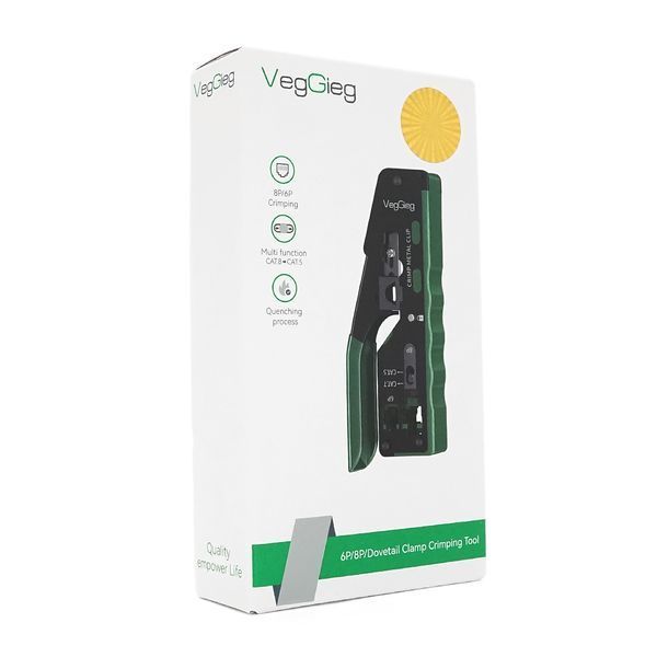 Инструмент VegGieg V-E111 для обжимки RJ-45 (8P8C) и RJ-12/11 (6P6C) 4P4C, Черно/Зеленые Q10 -YT43647 фото