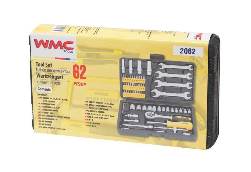 Набір інструментів 62пр. 1/4" (6гр.) WMC TOOLS 2062 50310 фото