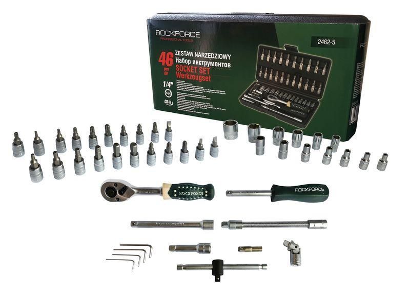 Набор инструмента 46 предметов 1/4" (6-гран.)(4-14мм) ROCKFORCE RF-2462-5 1080 фото