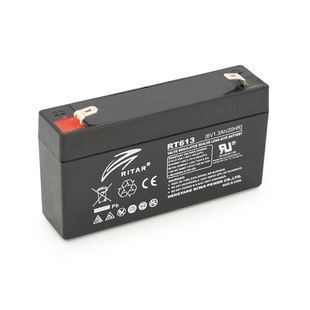 Аккумуляторная батарея AGM RITAR RT613, Black Case, 6V 1.3Ah ( 97х24х 52 (58) ), 0.305 kg Q20 -YT40972 фото