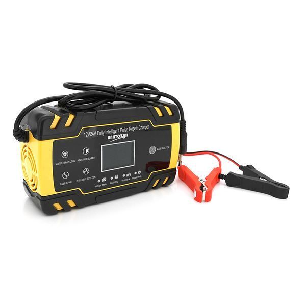 Автоматичний ЗП для акумулятора 12V / 24V (MF, WET, AGM, GEL), FBC122408D, 100-240V, DC 13.8 / 27.6V, Струм заряду 12V / 8A 24V / 4A, LCD, крокодили в комплекті -YT1858 фото
