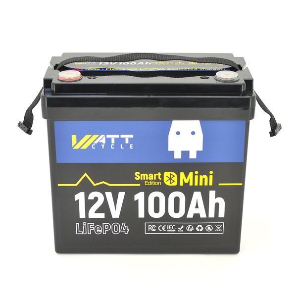 Аккумуляторная батарея WattCycle LiFePO4 WT12V100AH100MINIBT Bluetooth 12,8V 100Ah, 1,28kWh, BMS50A@4S, 6000 cycles, 229x138x208, 9.5kg -YT45606 фото