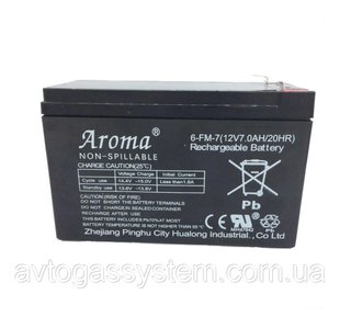 Акумулятор AGM Aroma 12V 7Ah 6-FM-7 F1 для ДБЖ, сигналізації, UPS, дитячих машинок Aroma 12 7 фото