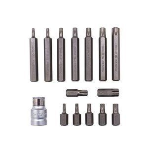 Набір біт Torx з бітотримачем, 15 предметів (T20, T25, T30, T40, T45, T50, T55; L-75мм) ROCKFORCE RF-4156 27210 фото