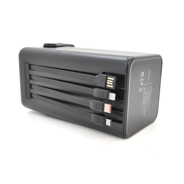Powerbank ACL PW-152 80000mAh, 22.5W, 2xUSB, 4 кабеля(USB/Micro/Type-C/Lighting), Фонарь, 1.4кг, Black, Box -YT45947 фото