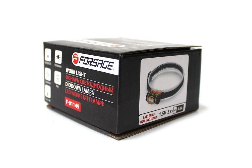 Ліхтар налобний світлодіодний (1W COB LED; 250Lm; 1.5V; 3хААА) FORSAGE F-01149 47799 фото