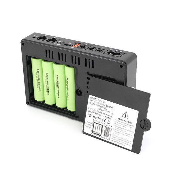 ИБП UPS-18W DC1018P YT45949 для роутеров/коммутаторов/PON/POE-430, 5//9/12V, 1A, 11600MAh(съемные 4*2900MAh), Black, BOX -YT45949 фото