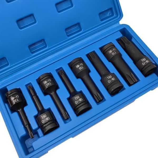 Набір головок-біт ударних 8пр. 1/2" TORX (T30, T40, T45, T50, T55, T60, T70, T80) в кейсі FORCEKRAFT FK-4088MPB 27088 фото