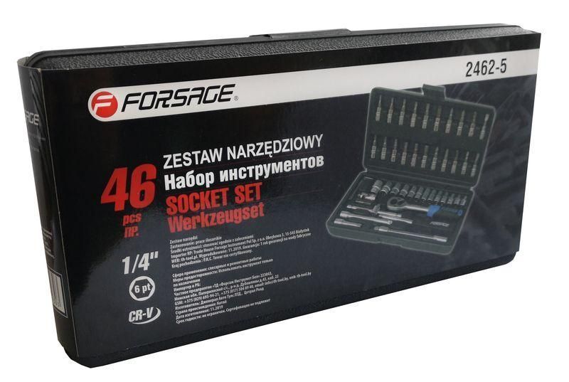 Набор инструмента 46 предметов 1/4" (6-гран.)(4-14мм) Forsage F-2462-5 9669 фото