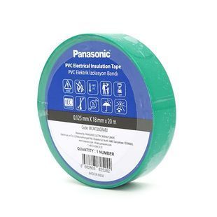 Изолента ПВХ PANASONIC 0,125мм*18мм*20м (зеленая), диапазон рабочих температур: от 0&deg;С до + 90&deg;С, Огнестойкая, 8 штук в упаковке, цена за штуку -YT46317 фото