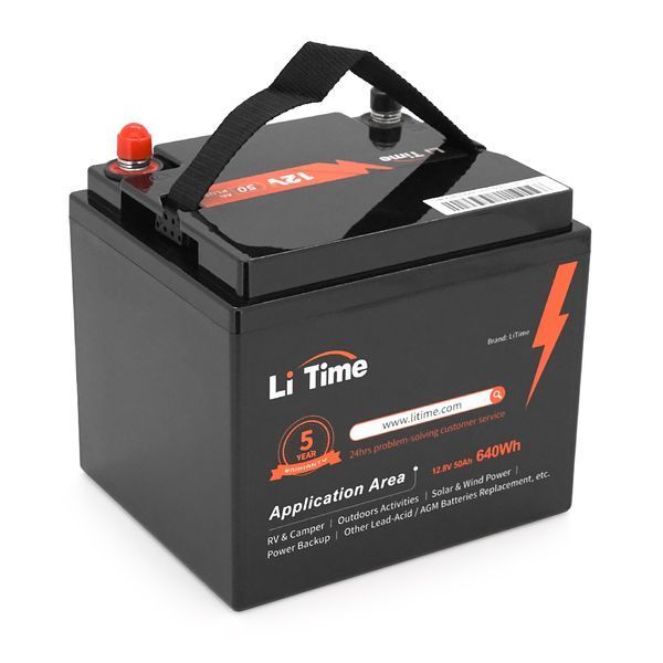 Аккумуляторная батарея Li-TIME LiFePO4 12,8V 50Ah 640Wh(100/100A), заряд 14,4В/10А, (198 x 166 x 170мм) , 5,24kg, Q1 -YT44797 фото