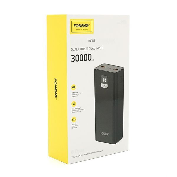 Power Bank FONENG P55 30000mAh, 2*USB+Tepe-C, Black, 0.580kg, Box -YT46071 фото