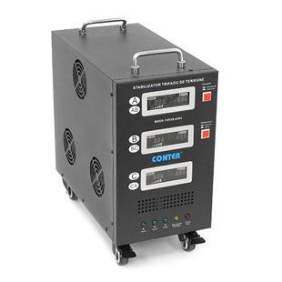 Стабілізатор напруги Conter MSER-15KVA/12KW- 400V-V2 трифазний, сервопривід, монтажу підлоги, LED дисплей, діапазон 225-450V, AC400&plusmn;3%, колодка, 416x219x352 mm, 33.8kg -YT45634 фото