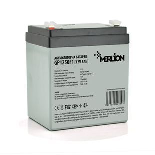 Акумуляторна батарея MERLION AGM GP1250F1, 12V 5Ah ( 90 х 70 х 101 (106) ) White/Black Q10 -YT2019 фото
