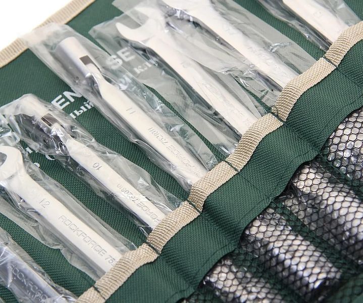 Набір ключів комбінований 14 предметів (розрізні: 8х10, 9х11, 12х13, 14х17мм, торцеві шарнірні: 8х10, 10х11, 12х13мм, 49579 фото