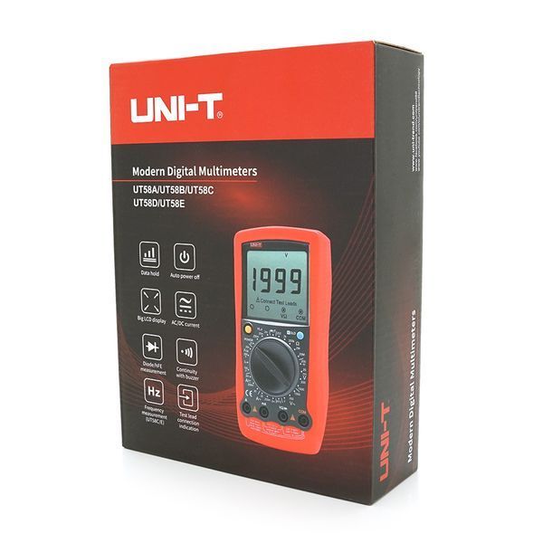 Мультиметр UNI-T UT58C Вимірювання: V (AC/DC), A (AC/DC), &Omega;, C, &deg;C/&deg;F. Функції: Data Hold, продзвонювання, тест діодів/транзисторів. -YT21830 фото