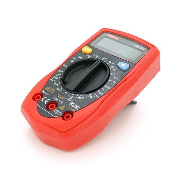Мультиметр Toplla TM103. Вимірювання: V, A, &Omega;, ◻︎ (генератор сигналів 50 Гц). Функції: продзвонювання, тест діодів. Габарити: 130 х 73.5 х 35 мм. Вага: 150 г -YT32438 фото