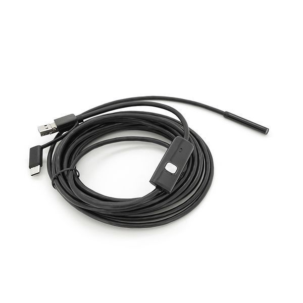 Універсальний ендоскоп 3в1 (USB+MicroUSB/Type-C) для смартфона/ПК, камера 5.5мм, м'який кабель 5м, з LED-підсвічуванням, IP67 -YT27109 фото